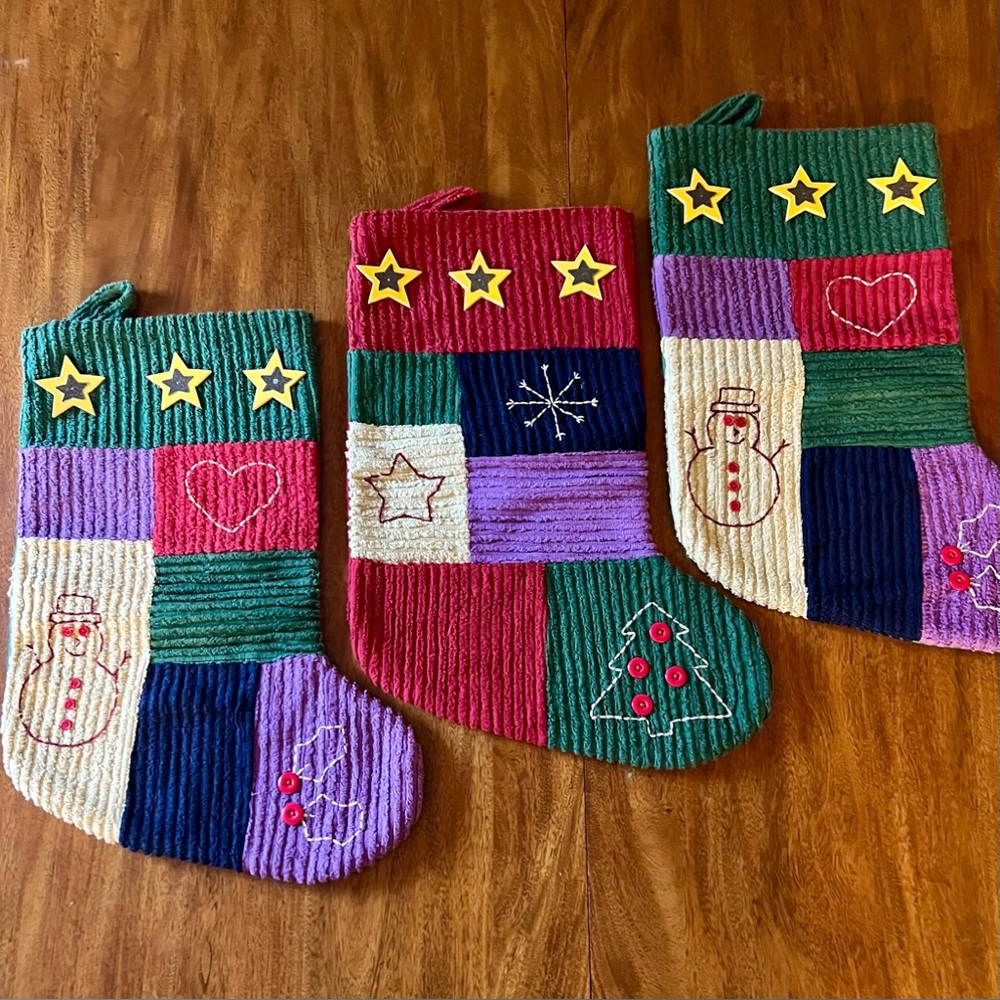 Set of 3 Christmas stockings. Beautiful, excellent condition.